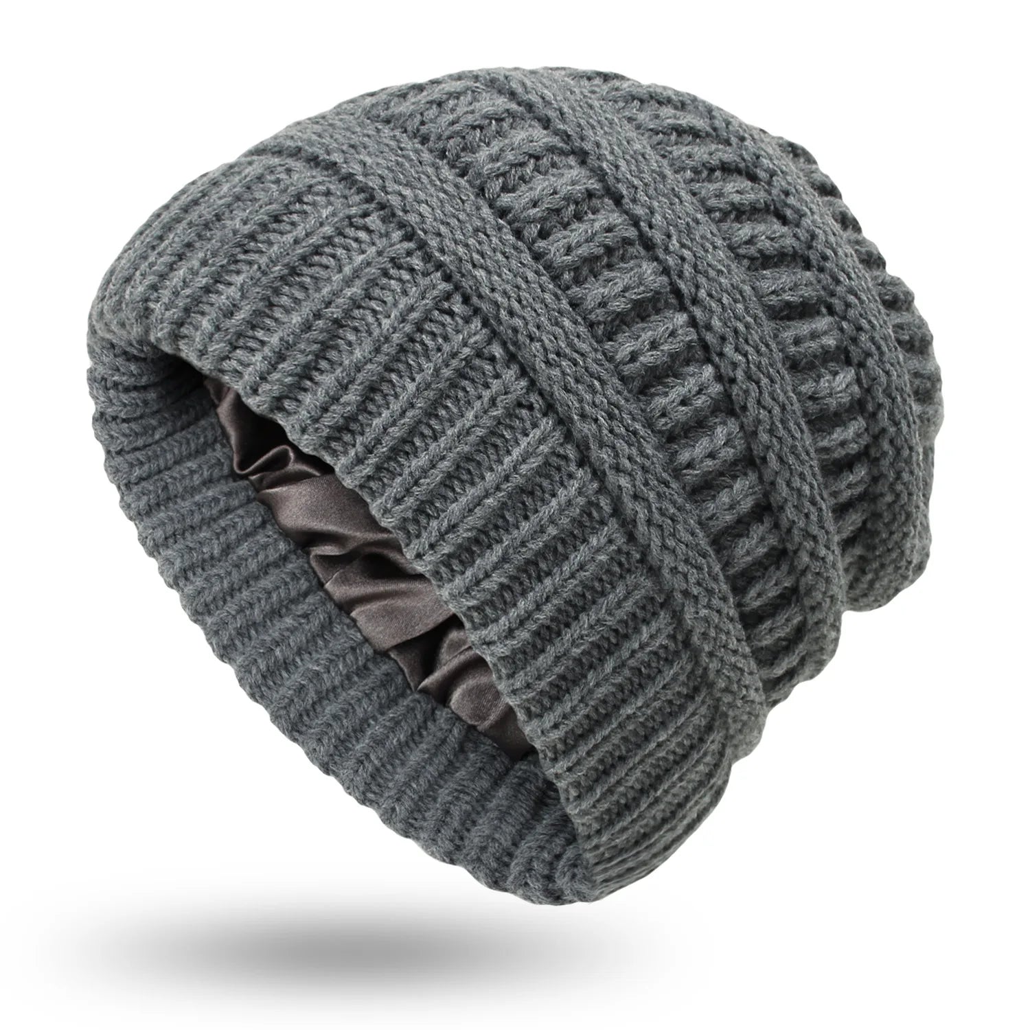 SilkLine™ Cable Knit Satin-Lined Beanie