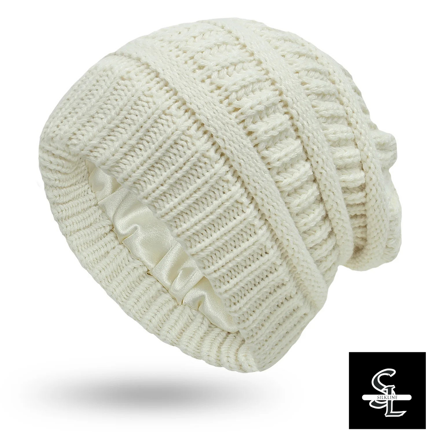 SilkLine™ Cable Knit Satin-Lined Beanie