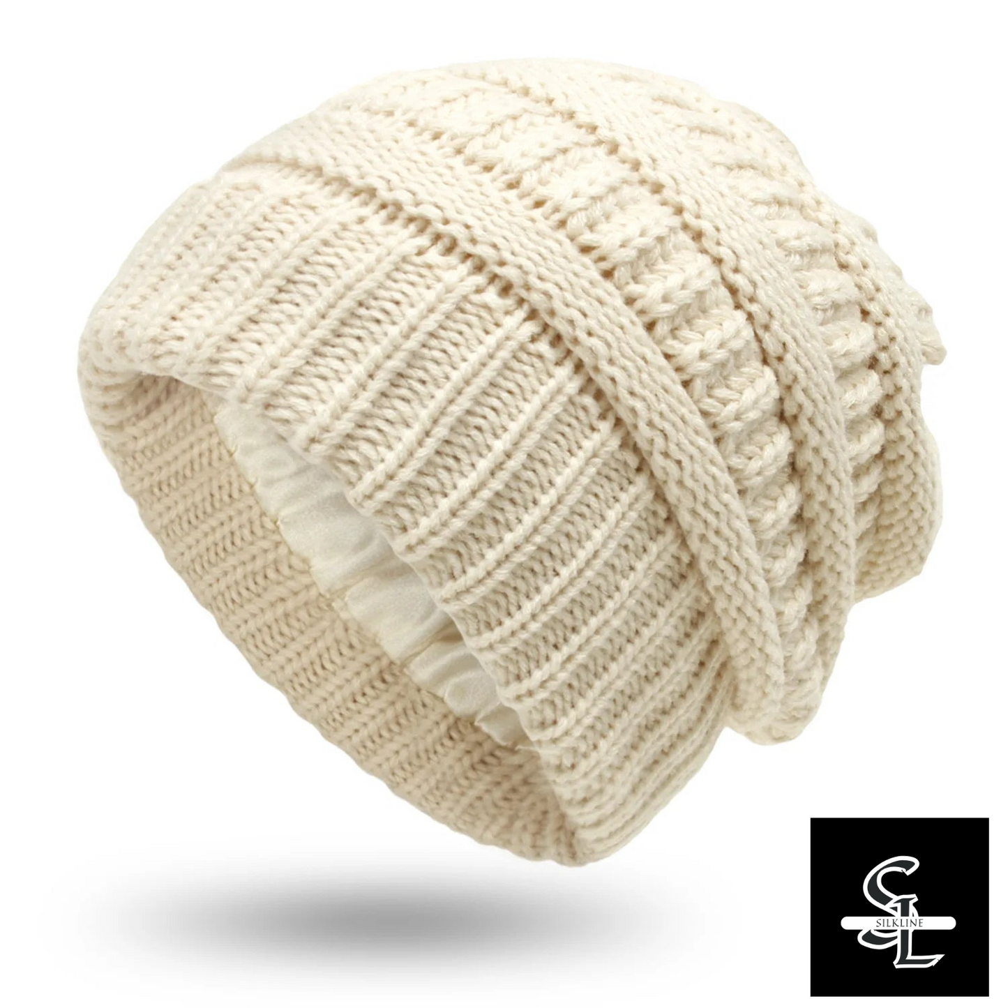 SilkLine™ Cable Knit Satin-Lined Beanie
