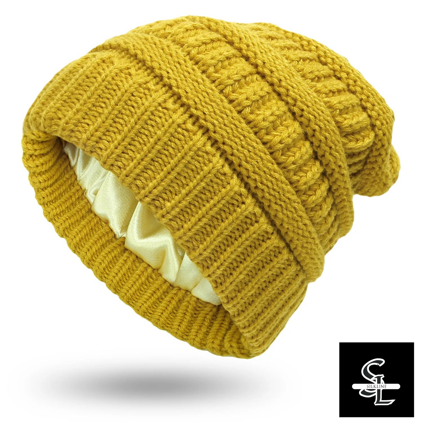 SilkLine™ Cable Knit Satin-Lined Beanie
