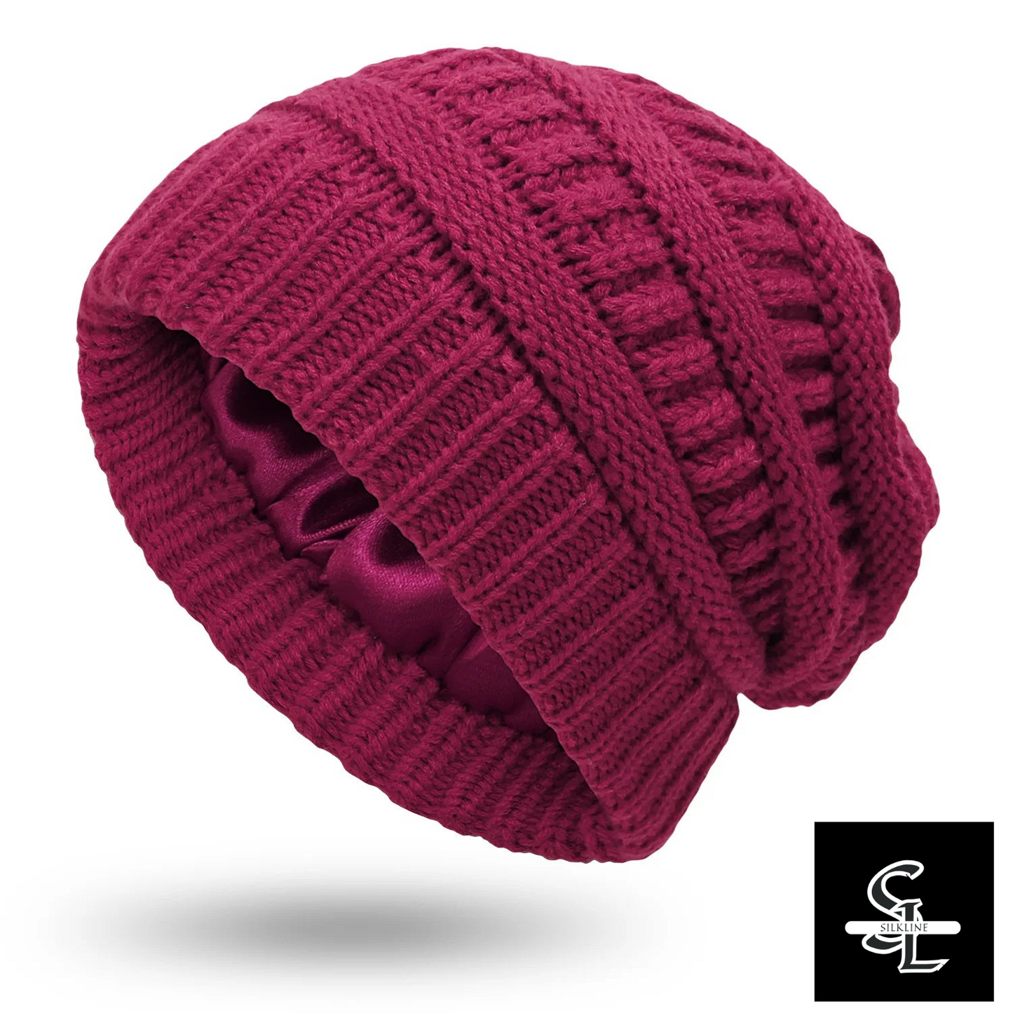 SilkLine™ Cable Knit Satin-Lined Beanie