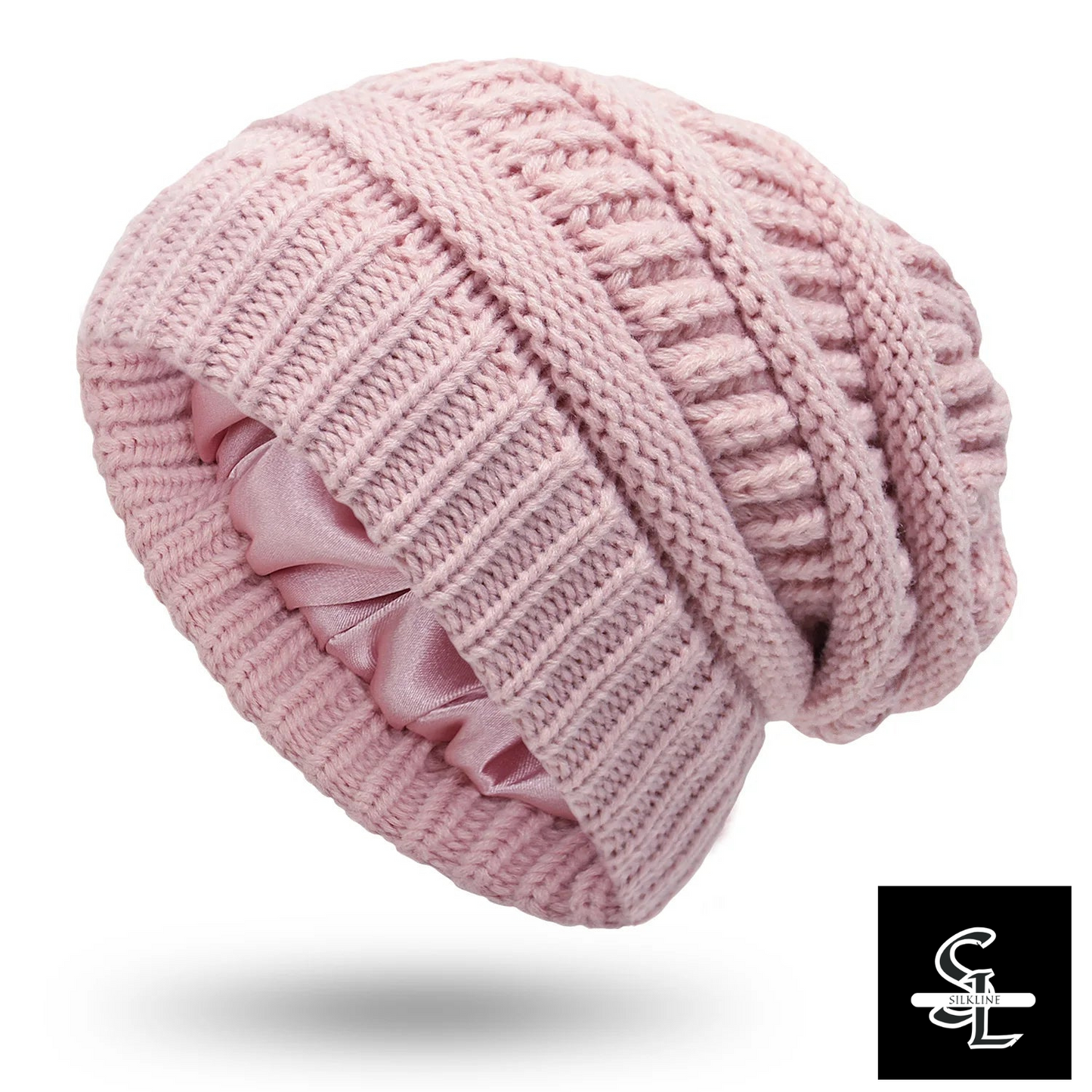 SilkLine™ Cable Knit Satin-Lined Beanie